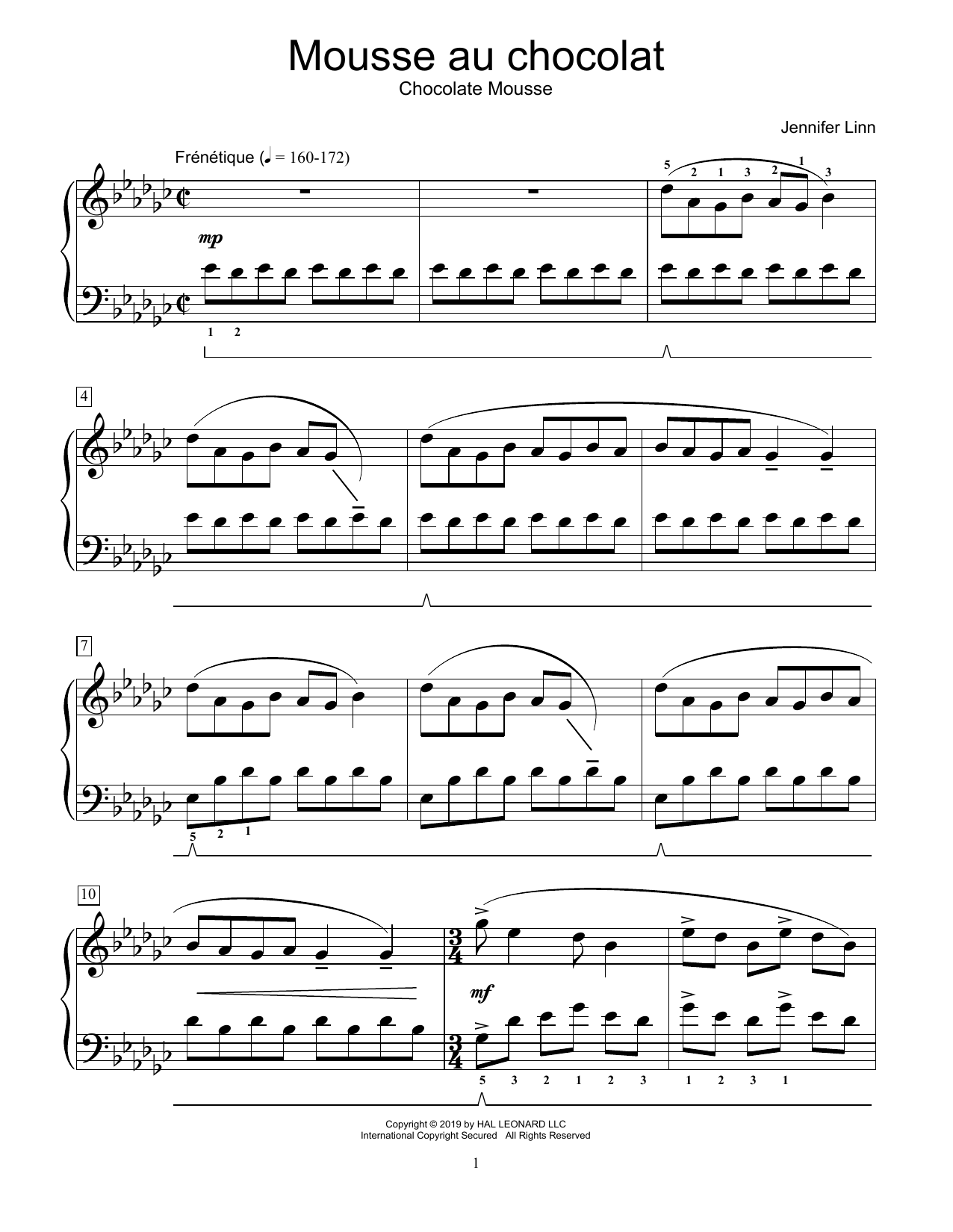 Jennifer Linn Mousse au chocolat Sheet Music Notes & Chords for Educational Piano - Download or Print PDF