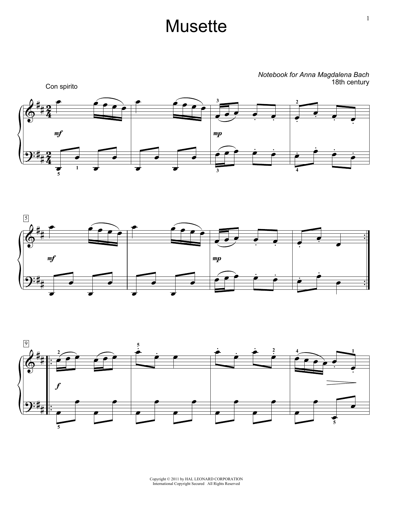 Jennifer Linn Musette in D Major Sheet Music Notes & Chords for Educational Piano - Download or Print PDF