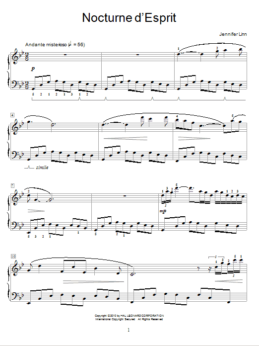 Jennifer Linn Nocturne d'Esprit Sheet Music Notes & Chords for Educational Piano - Download or Print PDF