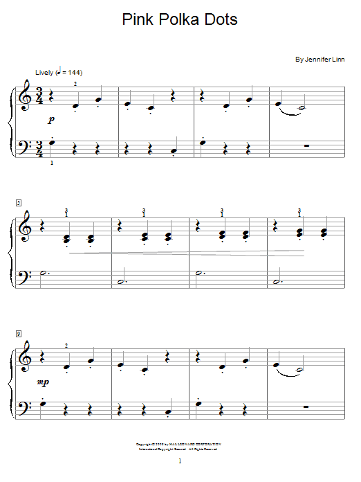 Jennifer Linn Pink Polka Dots Sheet Music Notes & Chords for Educational Piano - Download or Print PDF