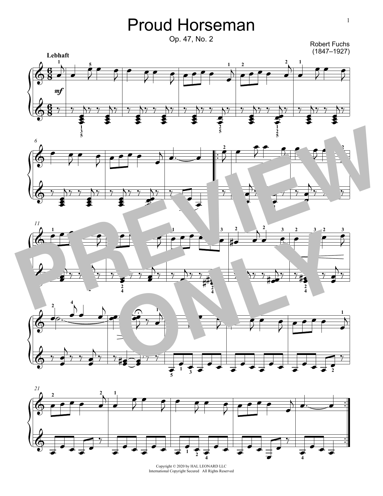 Jennifer Linn Proud Horseman, Op. 47, No. 2 Sheet Music Notes & Chords for Educational Piano - Download or Print PDF