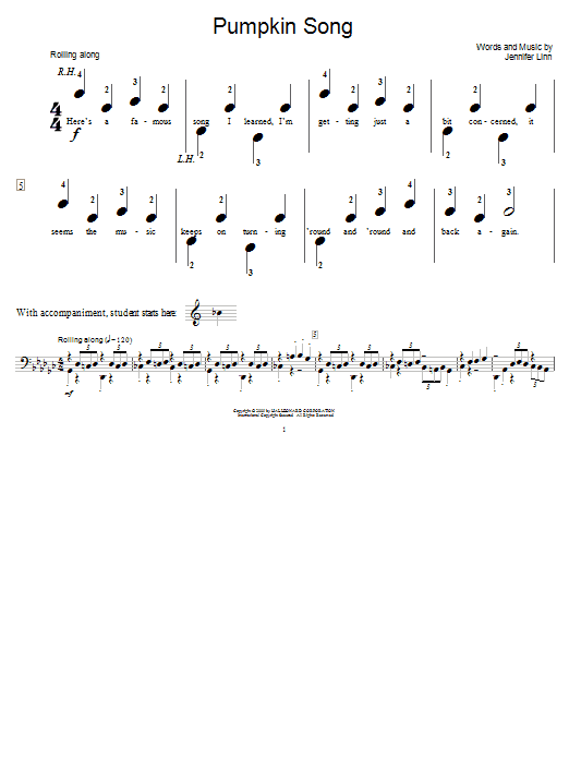Jennifer Linn Pumpkin Song (Piano Duet) Sheet Music Notes & Chords for Educational Piano - Download or Print PDF