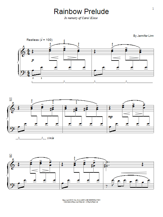 Jennifer Linn Rainbow Prelude Sheet Music Notes & Chords for Educational Piano - Download or Print PDF