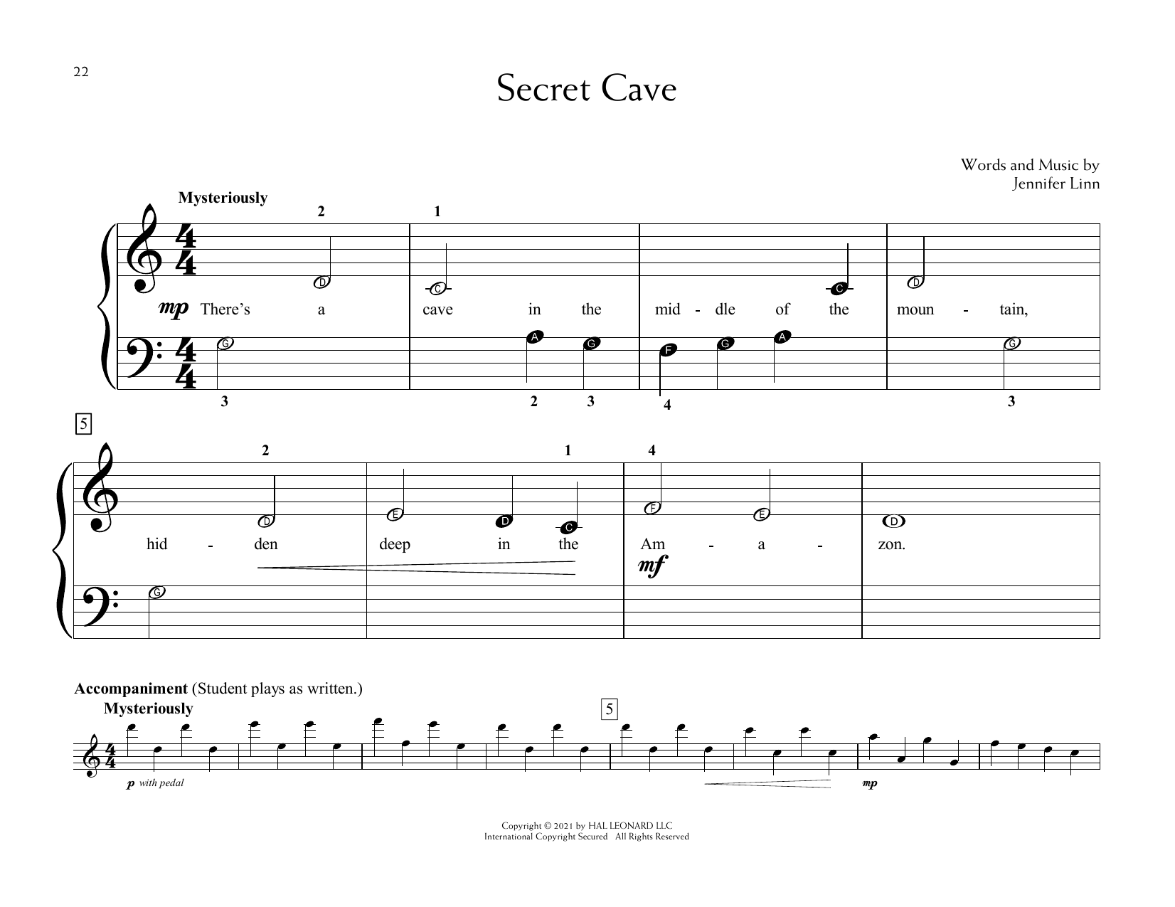 Jennifer Linn Secret Cave Sheet Music Notes & Chords for Educational Piano - Download or Print PDF