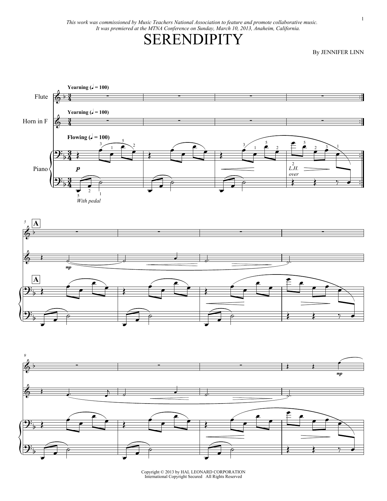 Jennifer Linn Serendipity Sheet Music Notes & Chords for Instrumental Duet and Piano - Download or Print PDF