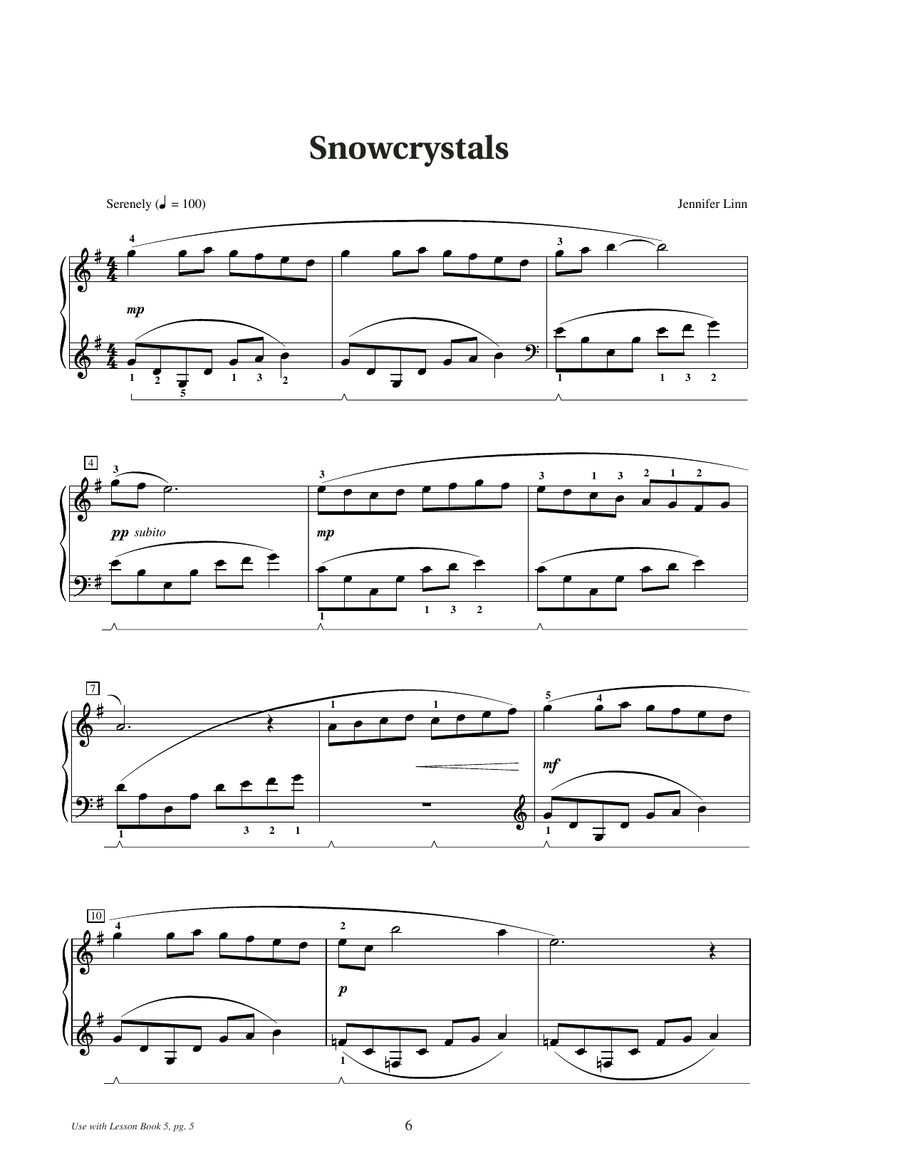 Jennifer Linn Snowcrystals Sheet Music Notes & Chords for Educational Piano - Download or Print PDF Jennifer Linn Snowcrystals Sheet Music Notes & Chords for Educational Piano - Download or Print PDF