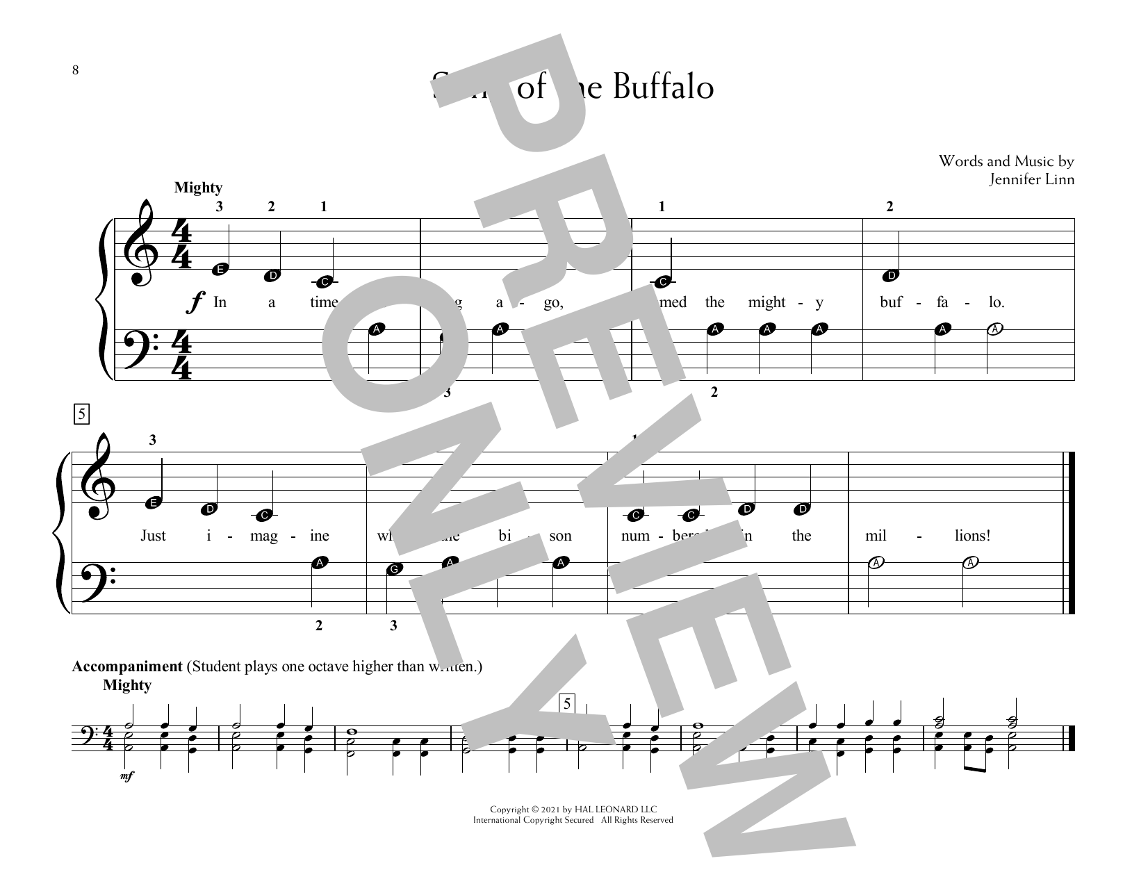 Jennifer Linn Song Of The Buffalo Sheet Music Notes & Chords for Educational Piano - Download or Print PDF