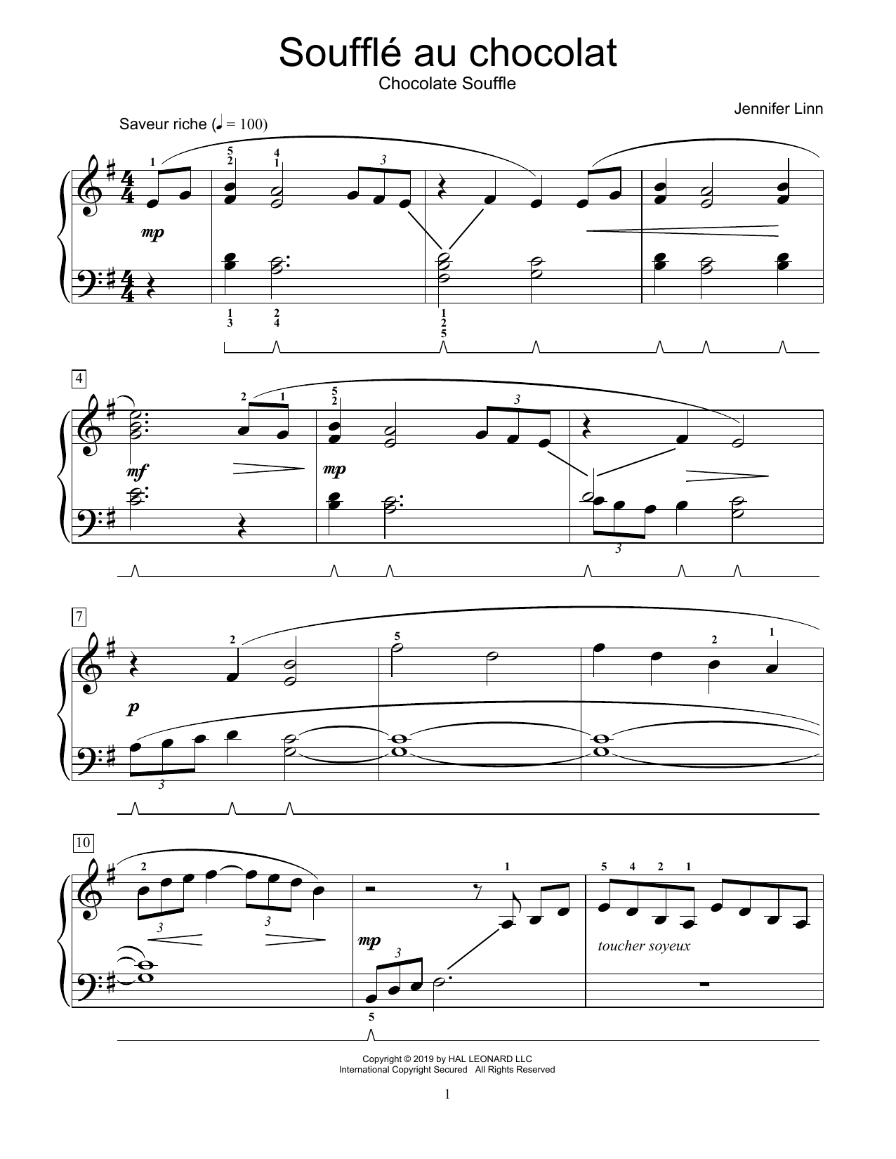 Jennifer Linn Souffle au chocolat Sheet Music Notes & Chords for Educational Piano - Download or Print PDF