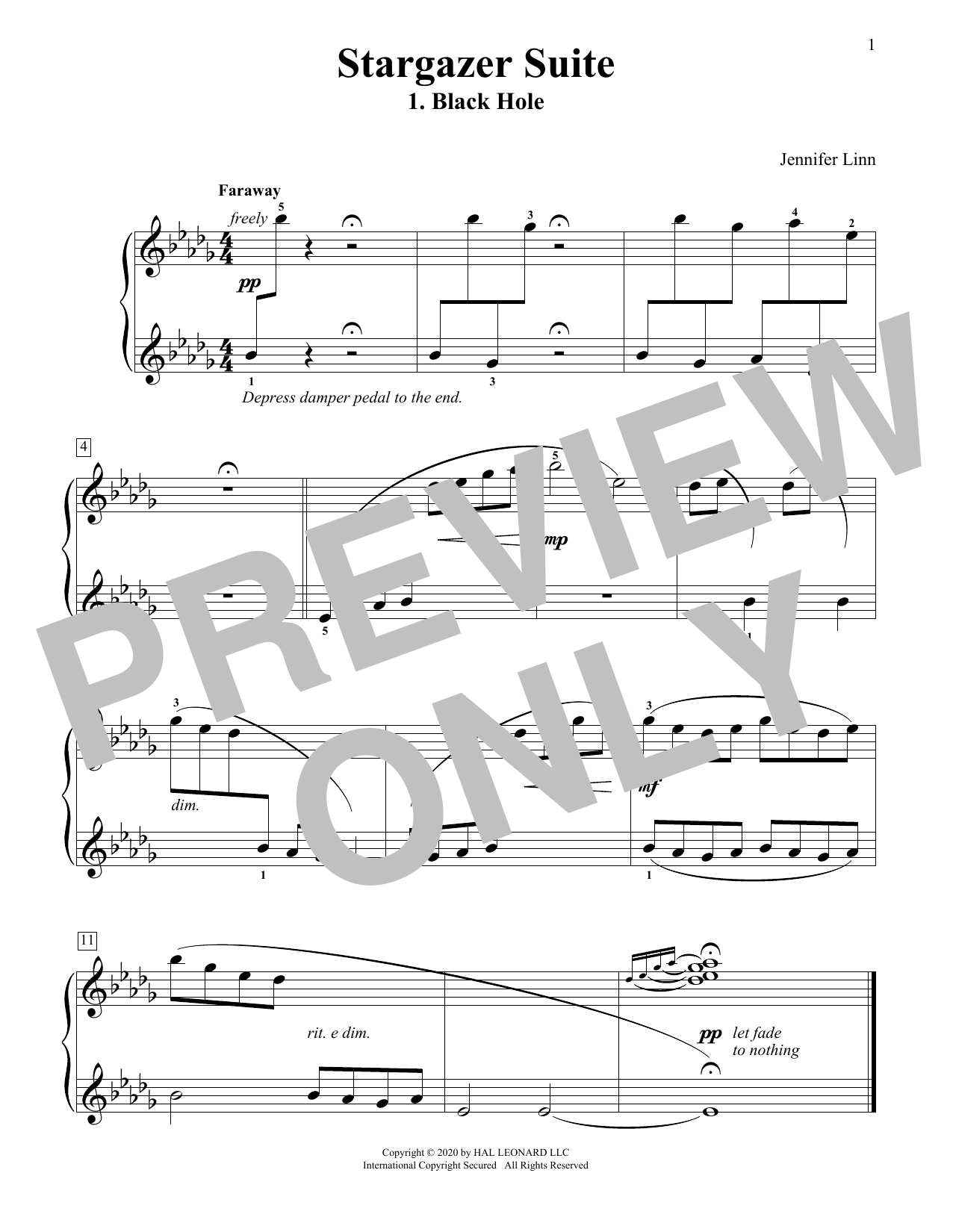 Jennifer Linn Stargazer Suite: 1. Black Hole Sheet Music Notes & Chords for Educational Piano - Download or Print PDF
