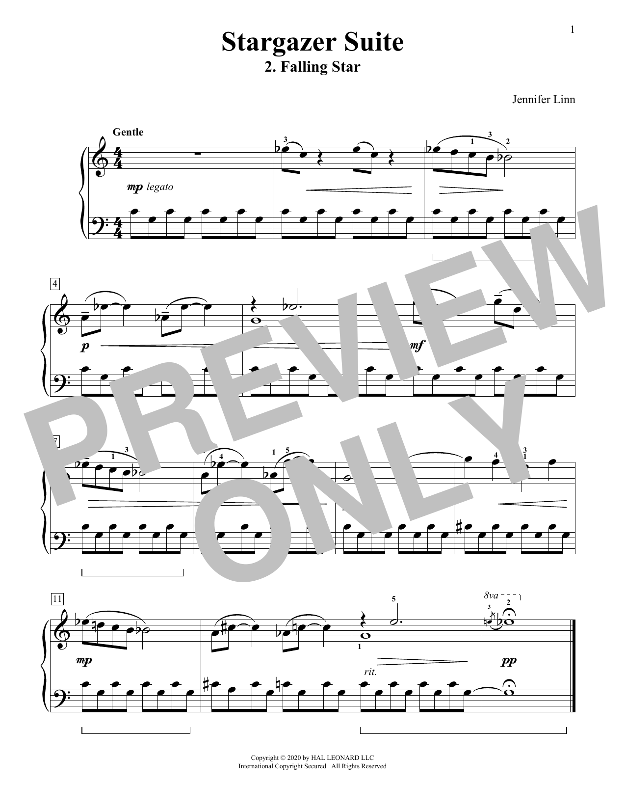 Jennifer Linn Stargazer Suite: 2. Falling Star Sheet Music Notes & Chords for Educational Piano - Download or Print PDF