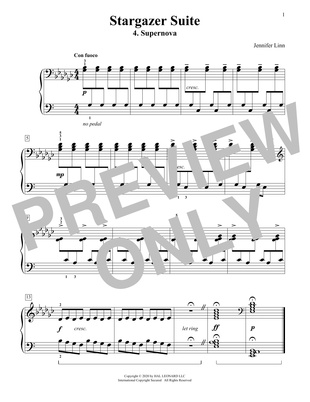 Jennifer Linn Stargazer Suite: 4. Supernova Sheet Music Notes & Chords for Educational Piano - Download or Print PDF