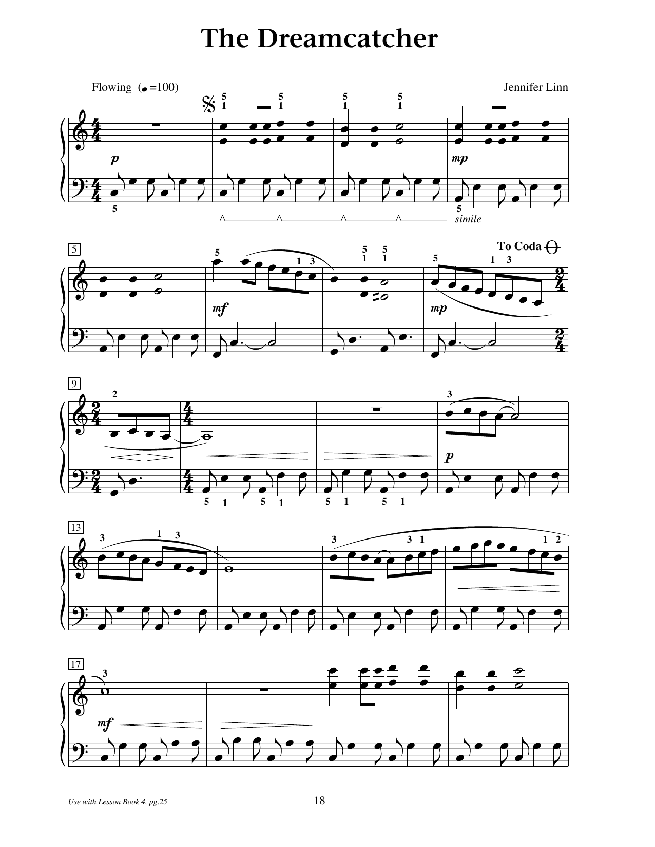 Jennifer Linn The Dreamcatcher Sheet Music Notes & Chords for Educational Piano - Download or Print PDF