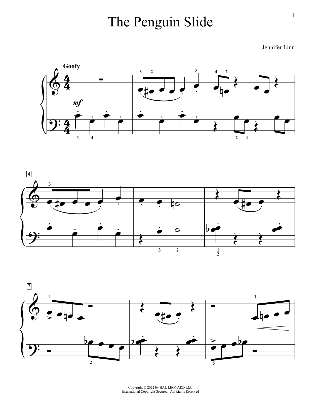 Jennifer Linn The Penguin Slide Sheet Music Notes & Chords for Educational Piano - Download or Print PDF