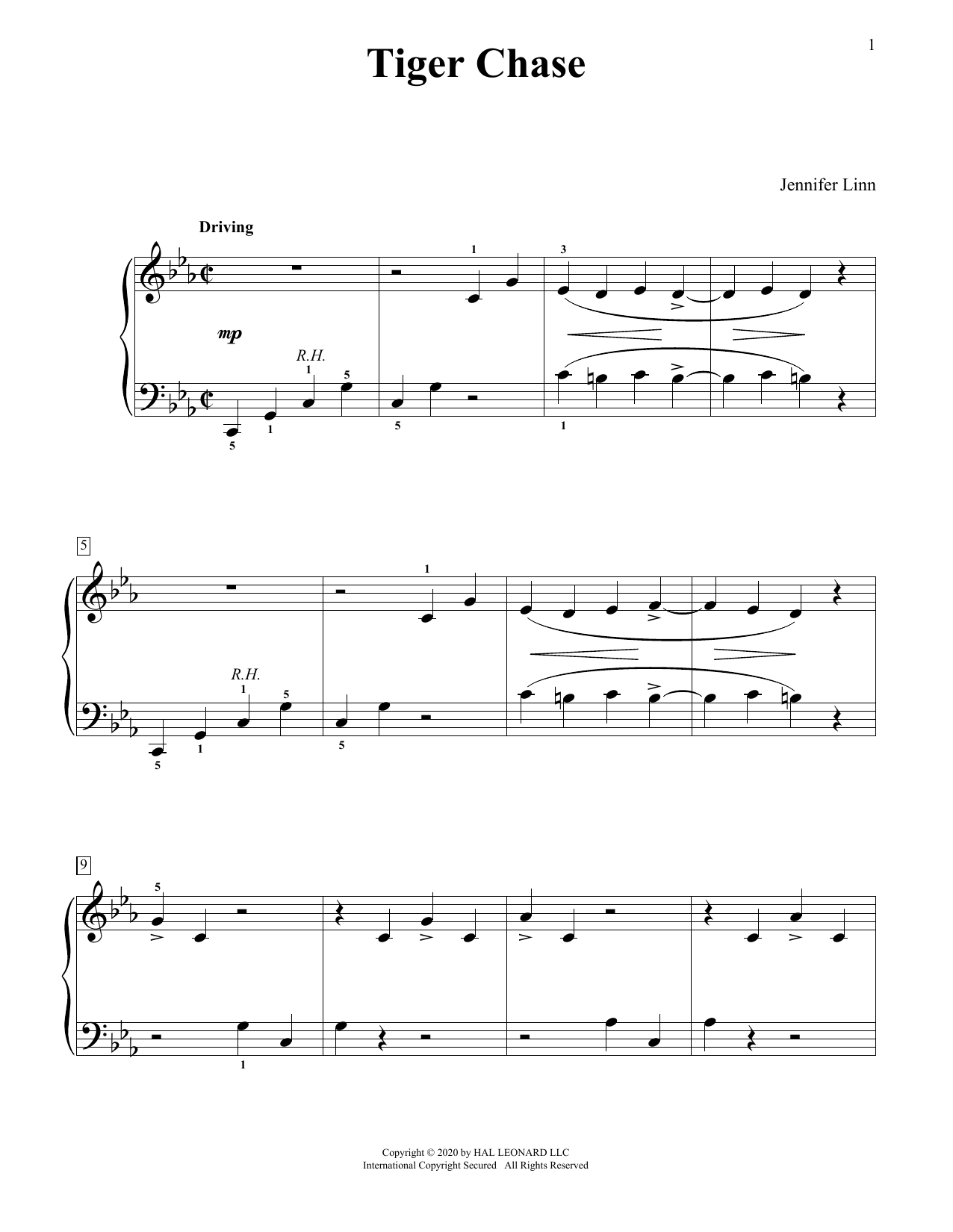 Jennifer Linn Tiger Chase Sheet Music Notes & Chords for Educational Piano - Download or Print PDF