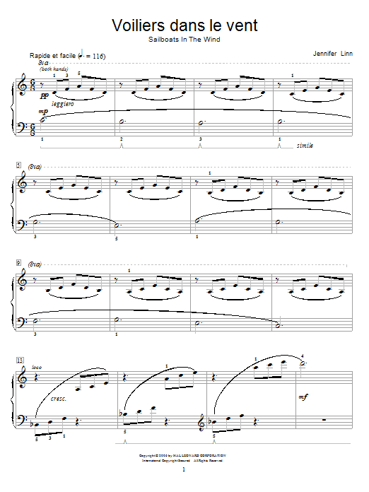 Jennifer Linn Voiliers dans le vent (Sailboats In The Wind) Sheet Music Notes & Chords for Educational Piano - Download or Print PDF