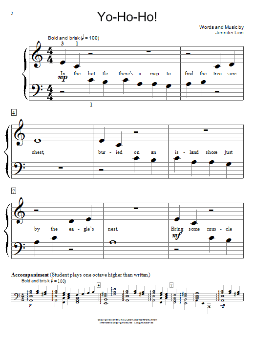 Jennifer Linn Yo-Ho-Ho! sheet music notes and chords. Download Printable PDF.