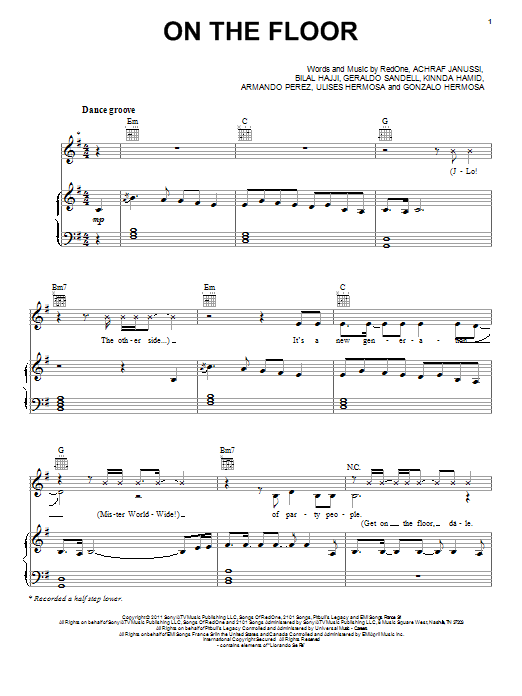 Jennifer Lopez On The Floor Sheet Music Notes & Chords for Piano, Vocal & Guitar (Right-Hand Melody) - Download or Print PDF Jennifer Lopez On The Floor Sheet Music Notes & Chords for Piano, Vocal & Guitar (Right-Hand Melody) - Download or Print PDF