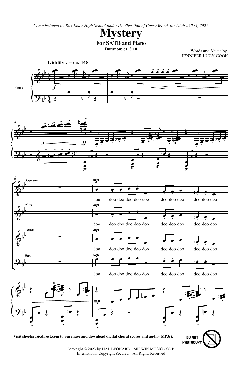 Jennifer Lucy Cook Mystery Sheet Music Notes & Chords for SATB Choir - Download or Print PDF