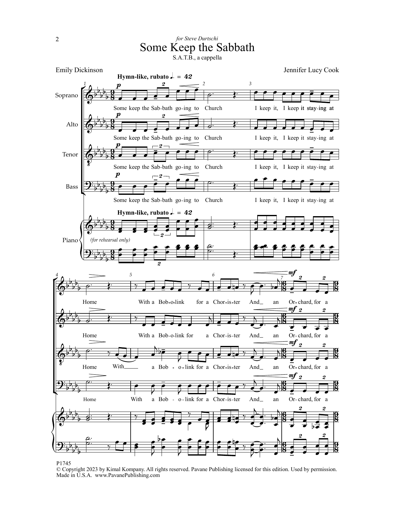 Jennifer Lucy Cook Some Keep The Sabbath Sheet Music Notes & Chords for SATB Choir - Download or Print PDF