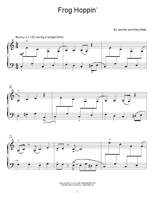 Jennifer Watts Frog Hoppin' Sheet Music Notes & Chords for Educational Piano - Download or Print PDF