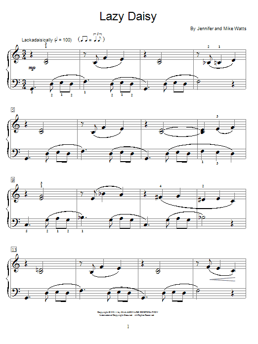 Jennifer Watts Lazy Daisy Sheet Music Notes & Chords for Educational Piano - Download or Print PDF Jennifer Watts Lazy Daisy Sheet Music Notes & Chords for Educational Piano - Download or Print PDF
