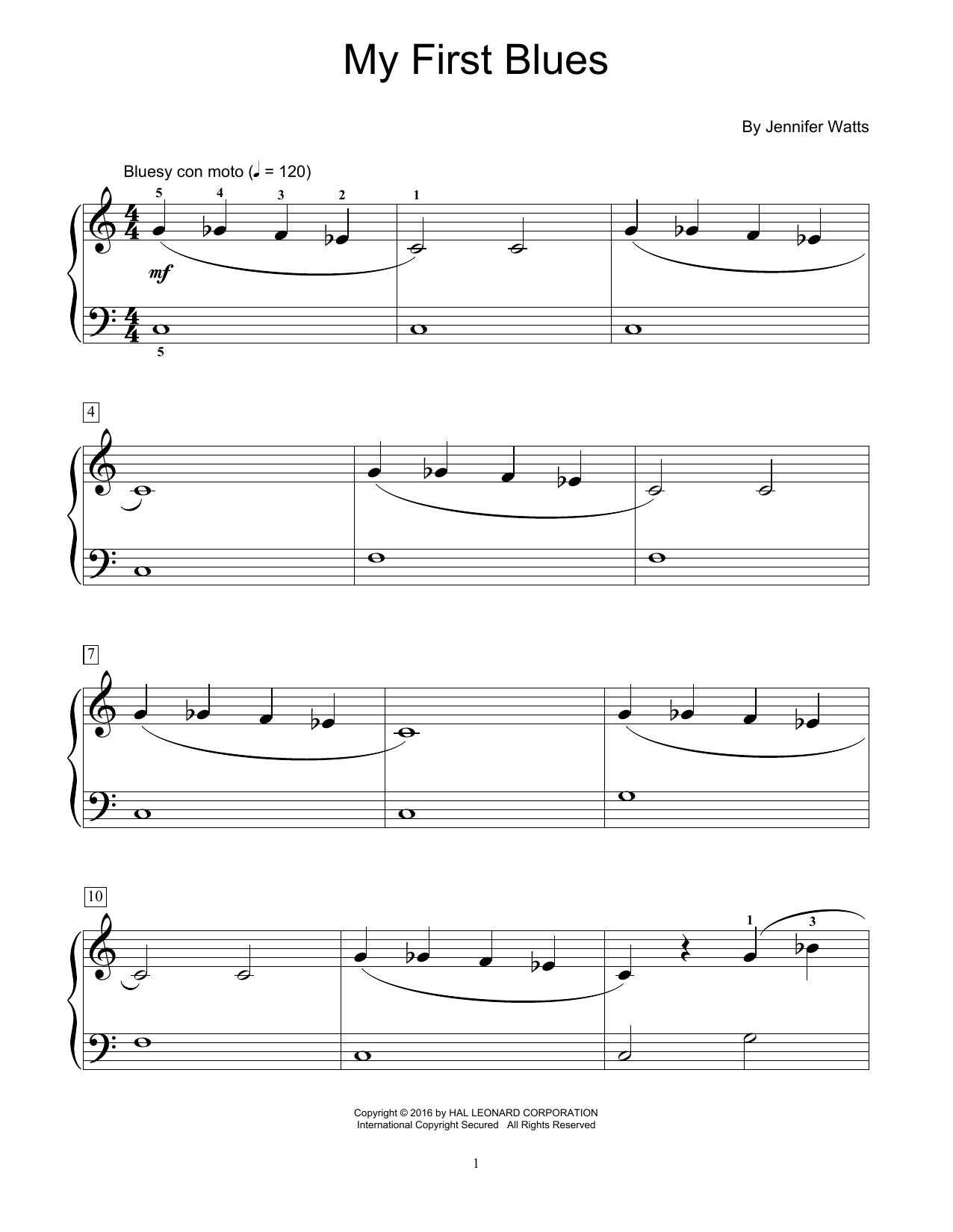 Jennifer Watts My First Blues Sheet Music Notes & Chords for Educational Piano - Download or Print PDF