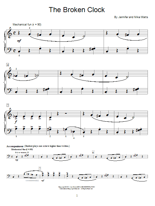 Jennifer Watts The Broken Clock Sheet Music Notes & Chords for Educational Piano - Download or Print PDF