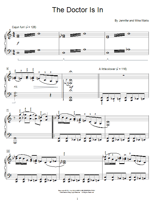 Jennifer Watts The Doctor Is In Sheet Music Notes & Chords for Educational Piano - Download or Print PDF