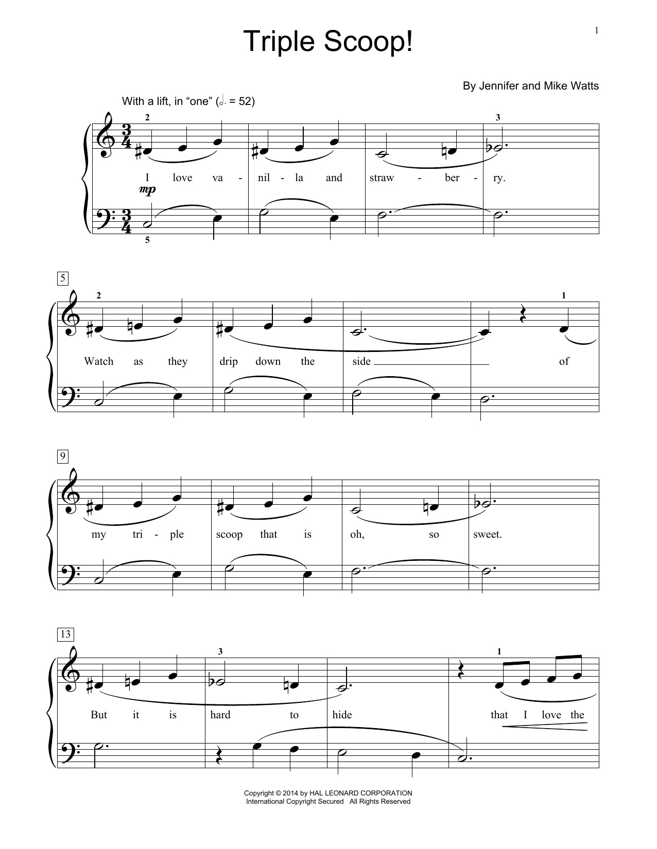 Jennifer Watts Triple Scoop! Sheet Music Notes & Chords for Educational Piano - Download or Print PDF