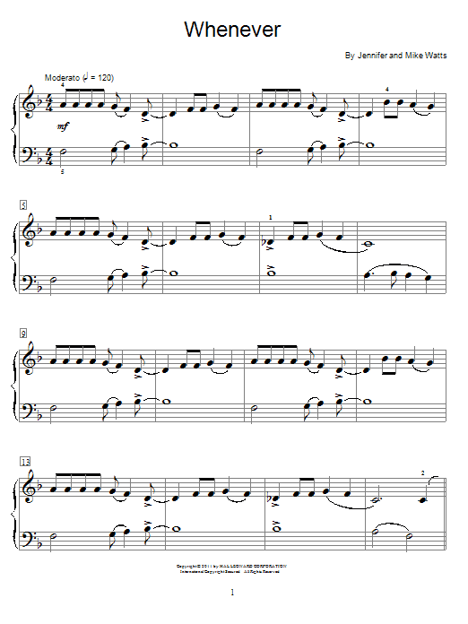 Jennifer Watts Whenever Sheet Music Notes & Chords for Educational Piano - Download or Print PDF