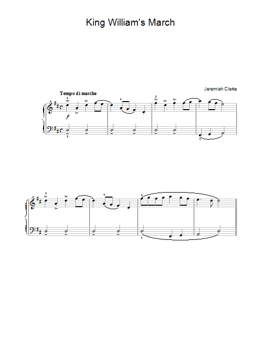 Jeremiah Clarke King William's March Sheet Music Notes & Chords for Beginner Piano - Download or Print PDF