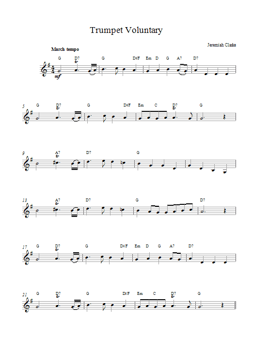 Jeremiah Clarke Trumpet Voluntary Sheet Music Notes & Chords for Flute - Download or Print PDF