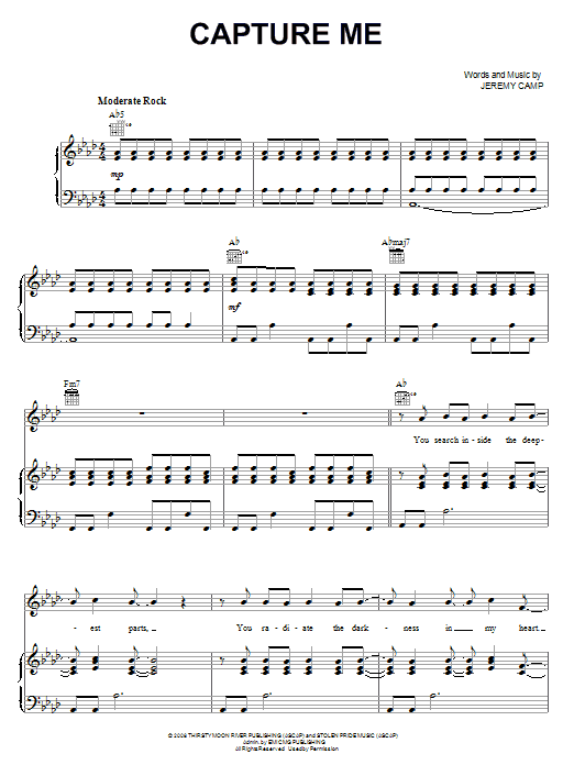 Jeremy Camp Capture Me Sheet Music Notes & Chords for Piano, Vocal & Guitar (Right-Hand Melody) - Download or Print PDF