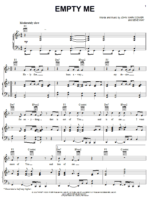 Jeremy Camp Empty Me Sheet Music Notes & Chords for Piano, Vocal & Guitar (Right-Hand Melody) - Download or Print PDF Jeremy Camp Empty Me Sheet Music Notes & Chords for Piano, Vocal & Guitar (Right-Hand Melody) - Download or Print PDF
