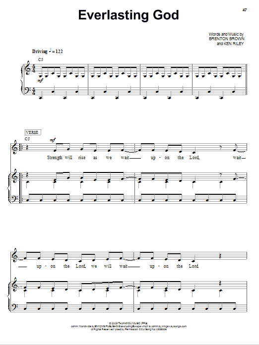 Jeremy Camp Everlasting God Sheet Music Notes & Chords for Piano, Vocal & Guitar (Right-Hand Melody) - Download or Print PDF