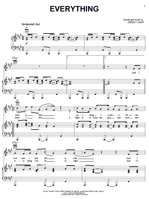 Jeremy Camp Everything Sheet Music Notes & Chords for Piano, Vocal & Guitar (Right-Hand Melody) - Download or Print PDF Jeremy Camp Everything Sheet Music Notes & Chords for Piano, Vocal & Guitar (Right-Hand Melody) - Download or Print PDF