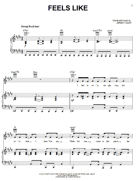 Jeremy Camp Feels Like Sheet Music Notes & Chords for Piano, Vocal & Guitar (Right-Hand Melody) - Download or Print PDF Jeremy Camp Feels Like Sheet Music Notes & Chords for Piano, Vocal & Guitar (Right-Hand Melody) - Download or Print PDF