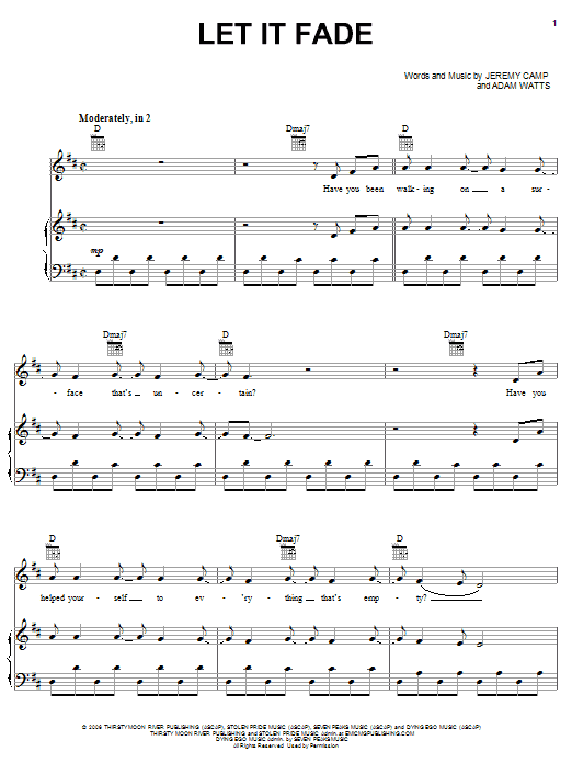 Jeremy Camp Let It Fade Sheet Music Notes & Chords for Easy Guitar Tab - Download or Print PDF