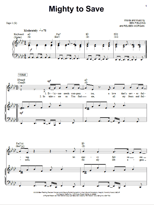 Jeremy Camp Mighty To Save Sheet Music Notes & Chords for Piano, Vocal & Guitar (Right-Hand Melody) - Download or Print PDF Jeremy Camp Mighty To Save Sheet Music Notes & Chords for Piano, Vocal & Guitar (Right-Hand Melody) - Download or Print PDF