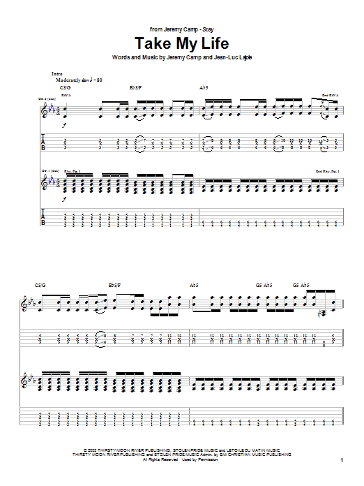 Jeremy Camp Take My Life Sheet Music Notes & Chords for Guitar Tab - Download or Print PDF Jeremy Camp Take My Life Sheet Music Notes & Chords for Guitar Tab - Download or Print PDF