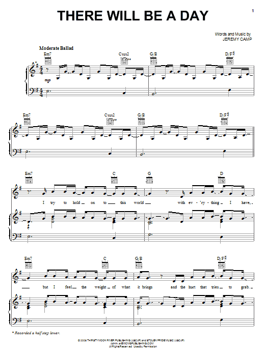 Jeremy Camp There Will Be A Day Sheet Music Notes & Chords for Easy Guitar Tab - Download or Print PDF