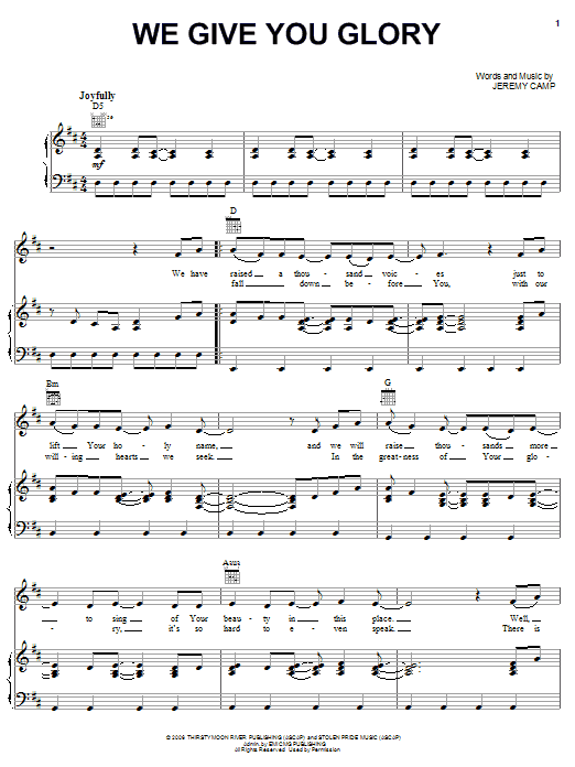 Jeremy Camp We Give You Glory Sheet Music Notes & Chords for Easy Guitar - Download or Print PDF