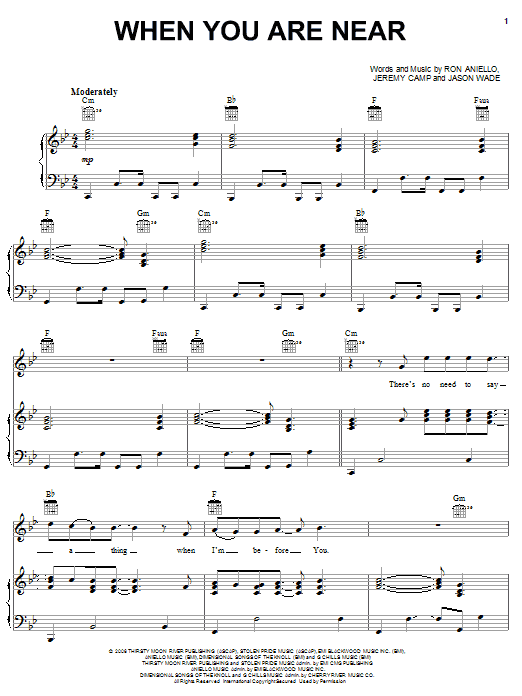 Jeremy Camp When You Are Near Sheet Music Notes & Chords for Piano, Vocal & Guitar (Right-Hand Melody) - Download or Print PDF