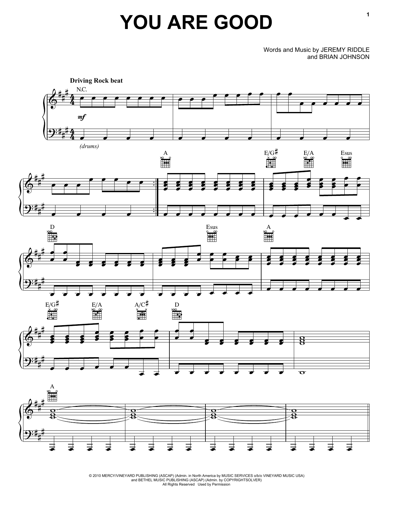 Jeremy Riddle You Are Good Sheet Music Notes & Chords for Lead Sheet / Fake Book - Download or Print PDF