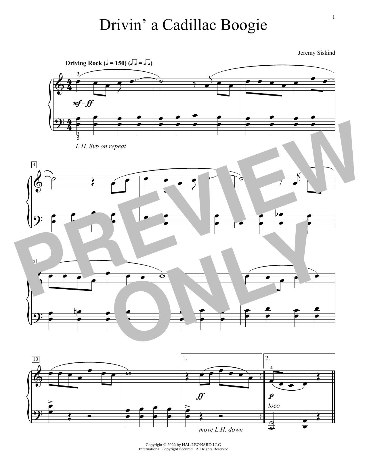 Jeremy Siskind Drivin' A Cadillac Boogie Sheet Music Notes & Chords for Educational Piano - Download or Print PDF