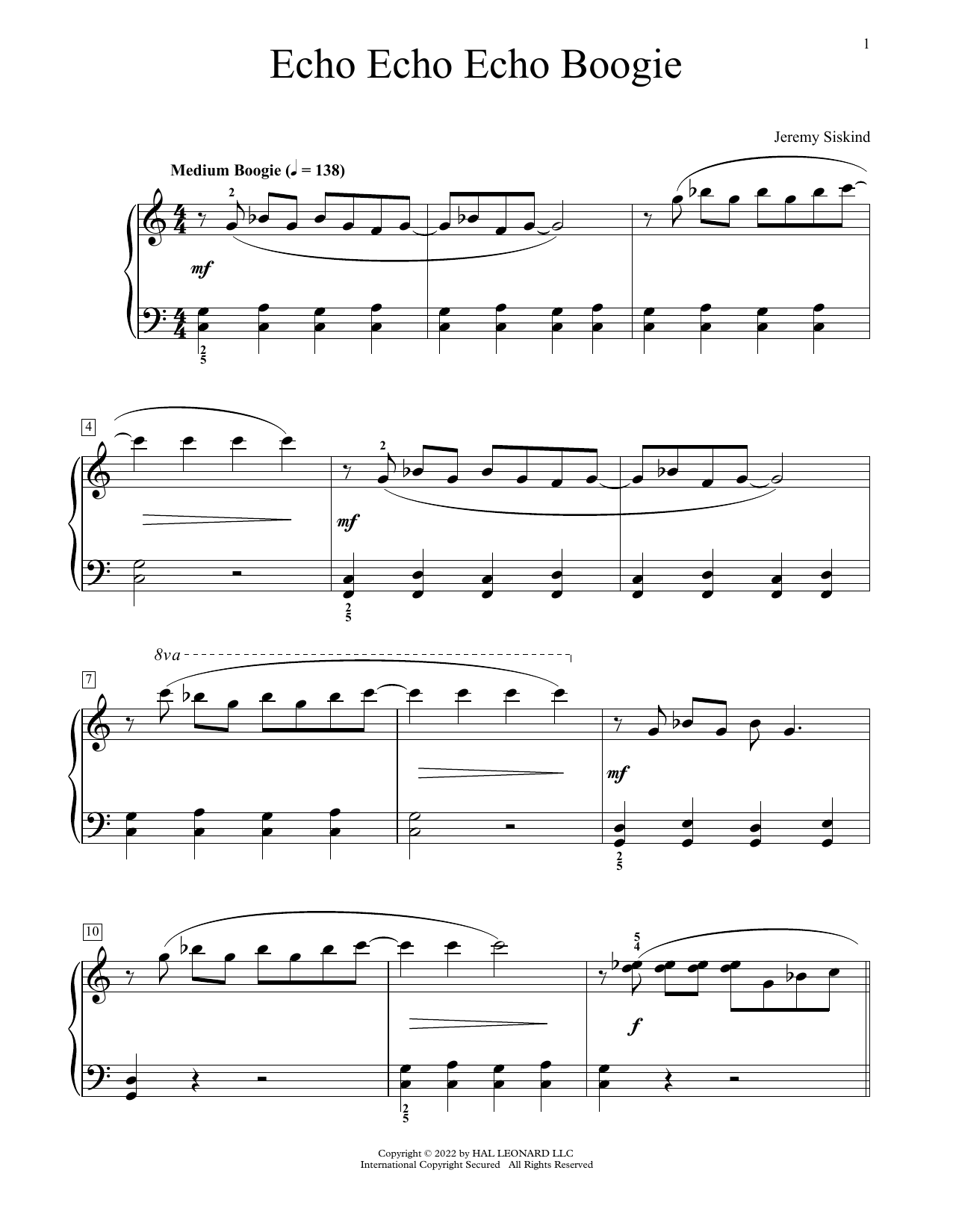 Jeremy Siskind Echo Echo Echo Boogie Sheet Music Notes & Chords for Educational Piano - Download or Print PDF