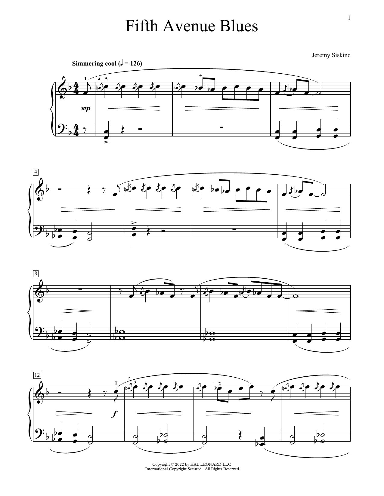 Jeremy Siskind Fifth Avenue Blues Sheet Music Notes & Chords for Educational Piano - Download or Print PDF