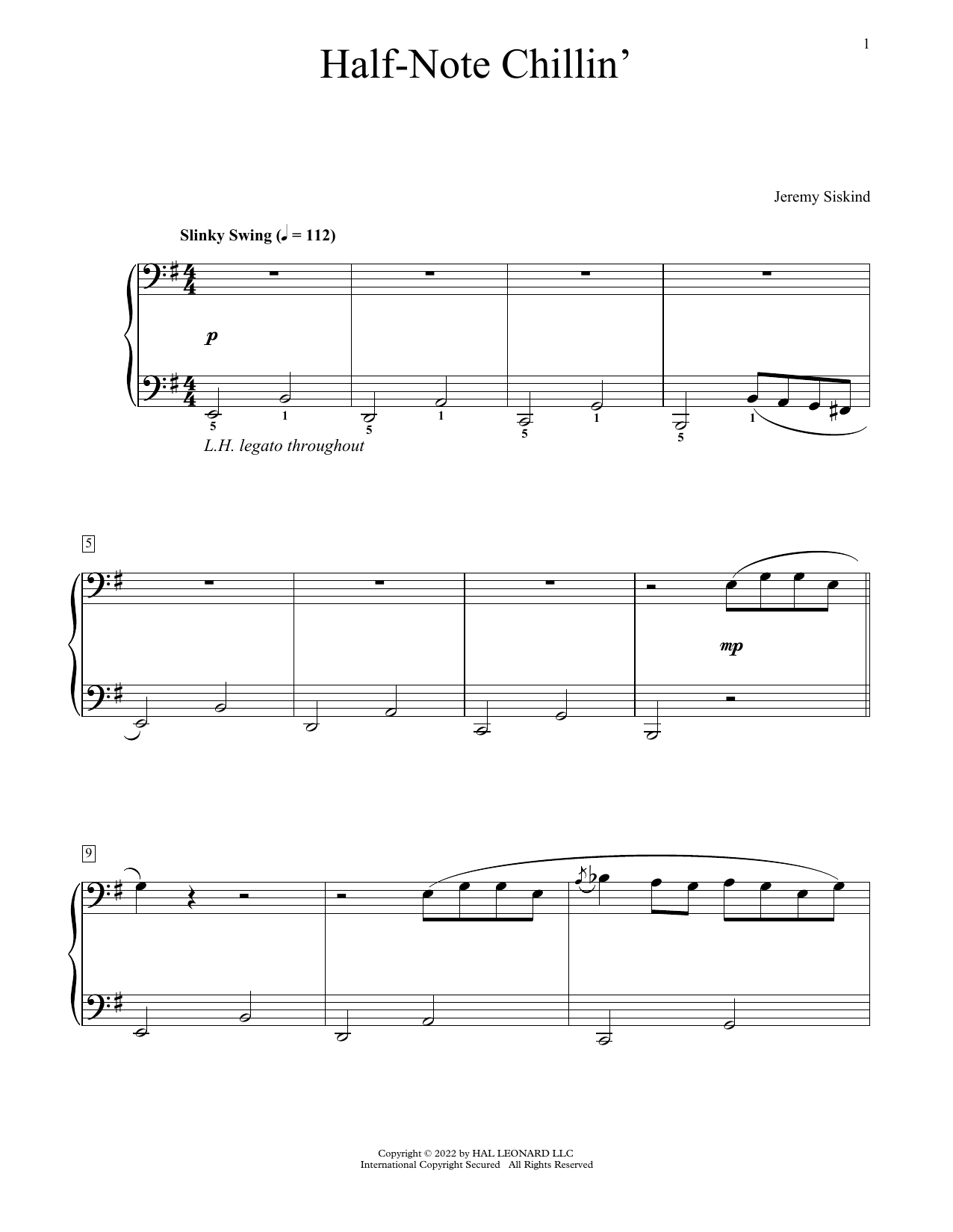 Jeremy Siskind Half-Note Chillin' Sheet Music Notes & Chords for Educational Piano - Download or Print PDF