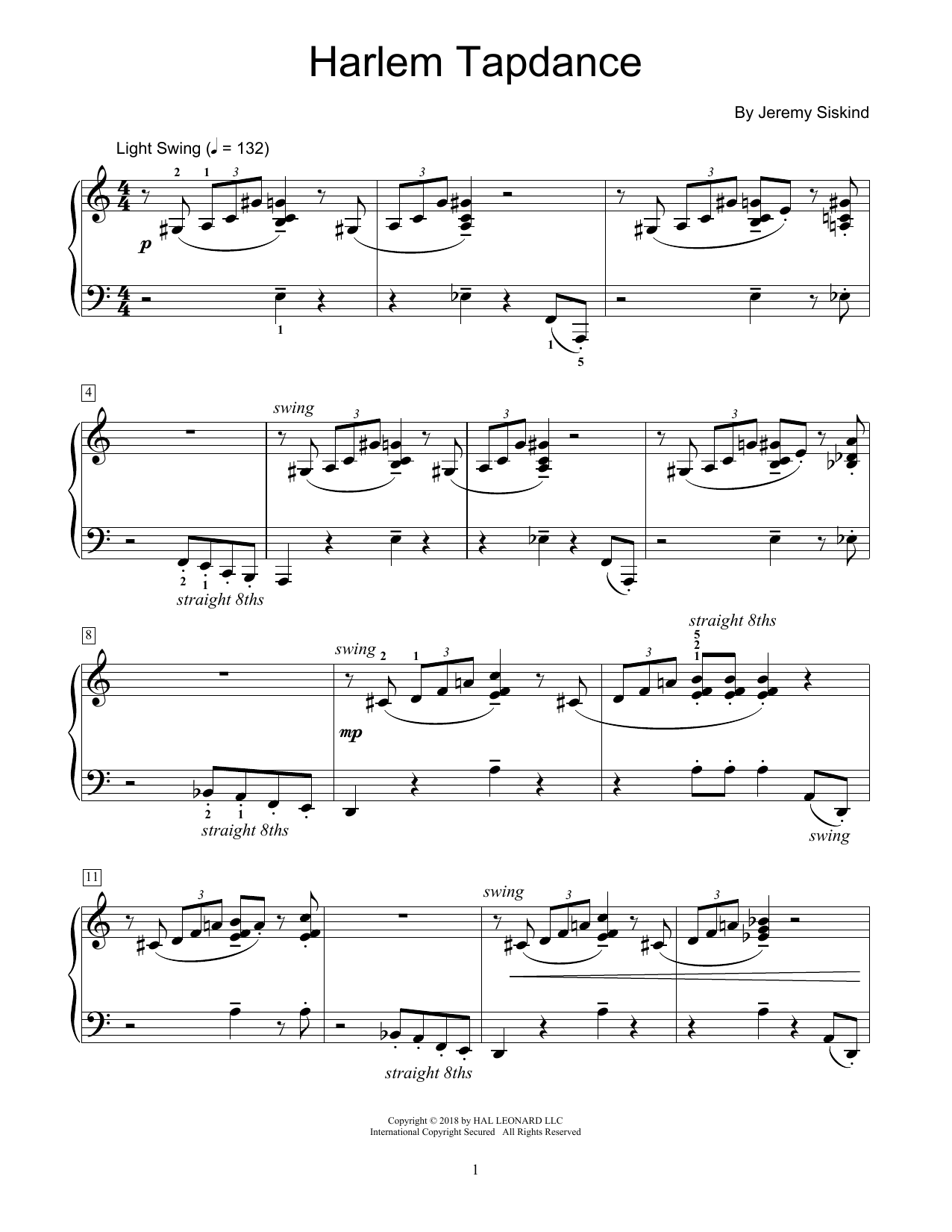 Jeremy Siskind Harlem Tapdance Sheet Music Notes & Chords for Educational Piano - Download or Print PDF