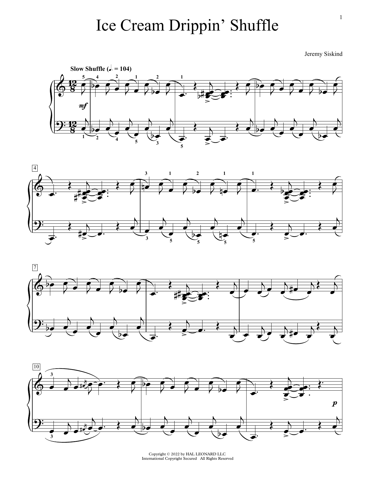 Jeremy Siskind Ice Cream Drippin' Shuffle Sheet Music Notes & Chords for Educational Piano - Download or Print PDF